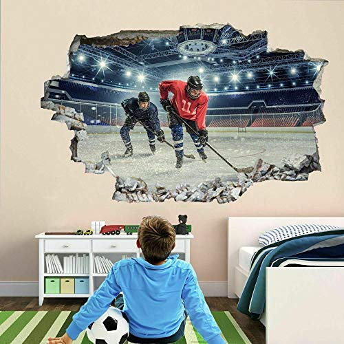 Wandtattoo Eishockeyspieler Sport 3D Wandkunst Aufkleber Wandtattoo Kinderzimmer Dekor
