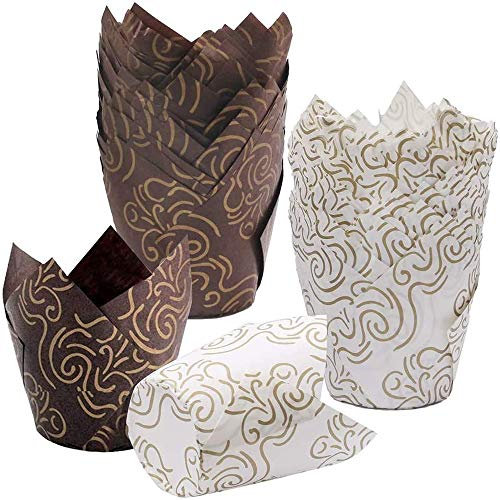 Youery 100 Stück Tulpen-Backpapier-Tassen, Cupcake-Förmchen, Papierförmchen für Muffin, Cupcake, Backförmchen, Dekoration für Cupcakes