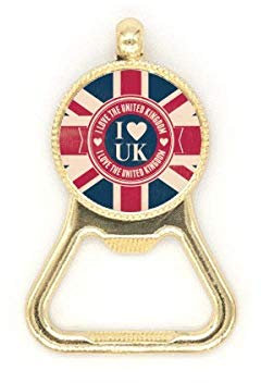 I love The United Kingdom Union Jack UK Flag Beer Bottle Cap Opener Stainless Steel Key Chain