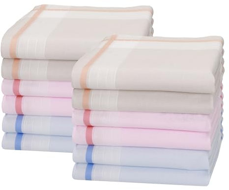 Betz 12er Damen Stoff Taschentücher Set Selma Größe ca. 28x28 cm 100% Baumwolle Farbe Dessin 5 Selma