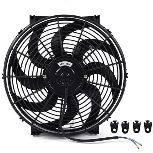 KIMISS Ventilateur de Radiateur électrique 14 Pouces, Kit de Montage de Ventilateur de Refroidissement de Radiateur électrique Universel 12V 90W Ventilateur de Radiateur Push-Pull Mince