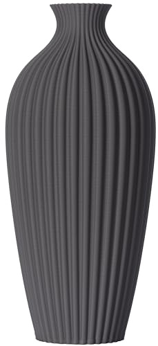 Blumenvase/Dekovase Saskia M 24 cm für Schnitt-/ Trockenblumen | nachhaltig | wasserdicht | Pampasgras (Dunkelgrau)