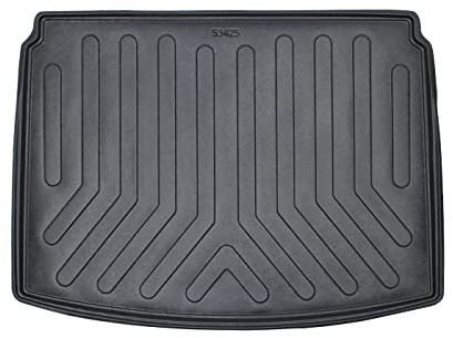 Trimak Passgenau 3D Kofferraumwanne Kompatibel mit Volkswagen Tiguan Obere 2 Gen 2016-2023 mit Ersatzrad Modell Kofferraummatte Schutzmatte Auto Zubehör Antirutschmatte Kantenschutz TPE Gummi Schwarz