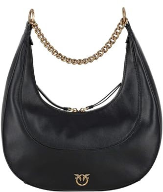 Pinko Brioche Hobo Classic Vitello M, BRIOCHE HOBO CLASSIC VITELLO M Donna, Z99q_nero-antique Gold, Taglia unica