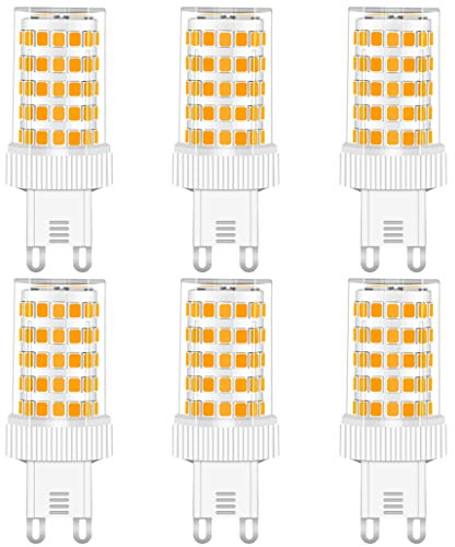 G9 LED Light Bulbs 10W, 800LM, Warm White 3000K, Equivalent to 50W-100W G9 Halogen Bulbs, G9 Socket, No Flicker, Non-Dimmable for Chandelier, Ceiling Lights, Wall Light Fittings, AC 220-240V,6 Pack