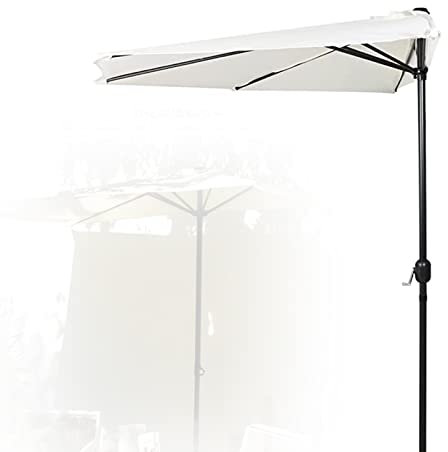 XIAOYUE 250 cm Halbrundschirm Balkonschirm Halbschirm mit Handkurbel, Terrassenschirm Anti-UV und Wasserdicht Gartenschirm