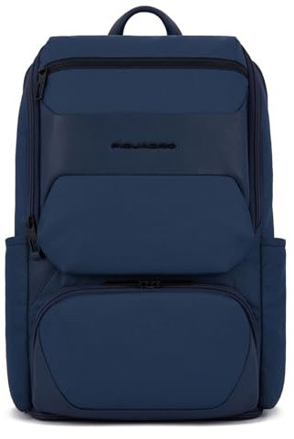 PIQUADRO, Computer and iPad® Pro12,9 backpack in recycled fabric with shoe compartment, sternum strap, anti-theft cable et RFID anti-fraud protection, BLU
