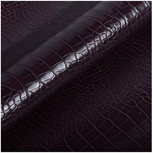 SAVAAL Leder Stoff Dunkelbraun Stoff Mit Krokodilmuster，1.0mm Dick Kunstleder Stoff Polster Handwerk DIY Nähen Sofa Handtasche Auto Futter Autositz（138cm*100cm）(Size:2M)