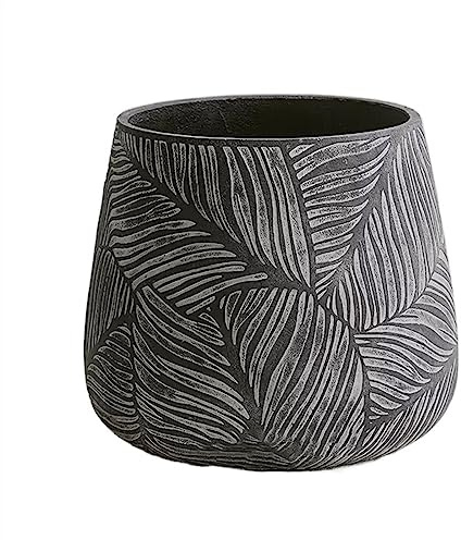 Flower Pot Flower Pots Simple Round Leaves Bundle Mouth Cement Plant Pots Living Room Balcony Home Floor Type Green Plants Large Planters House Plants, Succulents, Flowers (Size : L)