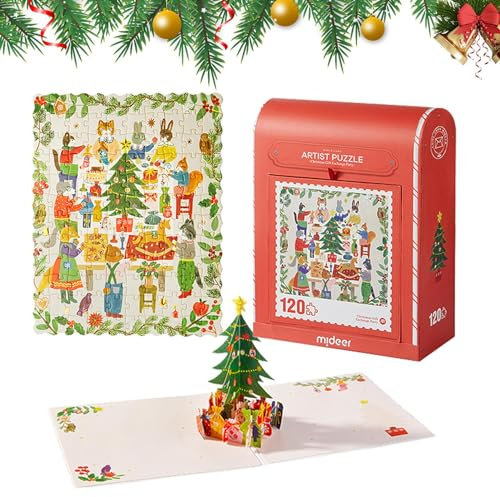 EWOKE Puzzles für Kinder - 120-teiliges Winter-Puzzle zum Thema Weihnachten | Anfängerpuzzle für Jungen und Mädchen im Alter von 4–6 Jahren, Lernspielzeug, Weihnachtsspielzeug zur Belohnung