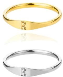 Gu Feng Edelstahl Initiale Brief Ringe für Frauen Mode Gold Farbe Initialen Eheringe