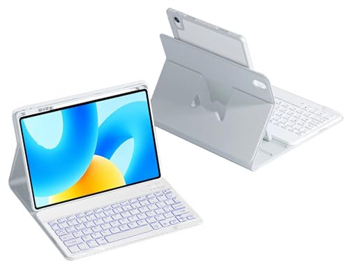 HLTOOP Tastatur Hülle für Xiaomi Pad 6/6 Pro 11 Zoll, Um 360° Drehbare Magnetische Hülle Mit 7-Farbiger Tastatur Mit Hintergrundbeleuchtung,Grau
