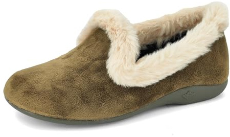 JOMIX Hausschuhe Damen Winter Pantoletten Bequeme Gefüttert Mokassins Warme Flauschig Plüsch Lammfell Pantoffeln Geschlossen Clogs Flach Elegant Hausschuhe Made in Spanien (MD2420, Grün, 39 EU)