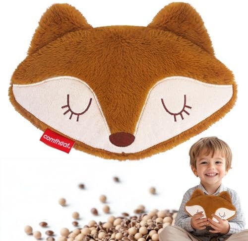 Comfheat Fox Microwave Heating Pad for Pain Relief, Unscented Microwavable Heating Pads Stuffed Animal for Cramps, Neck Shoulder, Muscles, Natural Small Heat Pack Moist Heat with Washable Cover