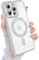 Newseego Magnetic Case for iPhone 15 Pro Max [Compatible with Magsafe], Sparkle Clear Glitter Luxury Shockproof Anti-Slip Girls Women Lens All Inclusive Soft TPU Cover for iPhone 15 Pro Max-Silver