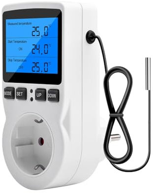 Presa di controllo della temperatura digitale, 230 V, termostato di raffreddamento con sensore per serra e acquario