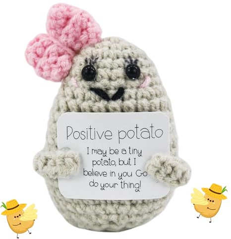 GraduationMall Positive Potato Positive Kartoffel Puppe,Kreative Strickwolle mit Positiver Energiekarte,Motivationsgeschenke für Frauen Freundin