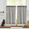 TOPICK Black Striped Kitchen Curtains 24 Inch Drop Small Cafe Curtains Light Filtering Short Tier Curtain for Bathroom Cupboard Baset Sink RV Half Window Rod Pocket 2 Panels
