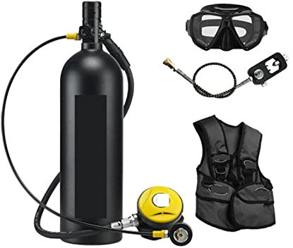 DIKAMAN Mini Bouteille de plongée, Respirateur De Plongée Extérieur 2L Adulte Natation Bouteille D'oxygène Loisirs Et Divertissement pour l'exploration sous-Marine et Le Sauvetage(Zwart,B)