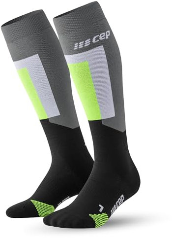 CEP - Skisocken mit Kompression für Herren, Lange Kompressionsstrümpfe, Größe III/M / 39-42, Grey/Black