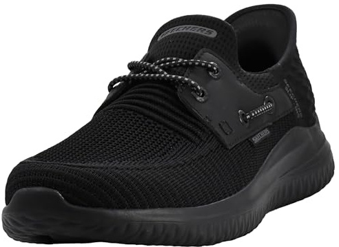 Skechers Men's Delson 3.0-Roth 210606 Low Profile Bungee Lace Slip-Ins, Black/Black, 11 UK