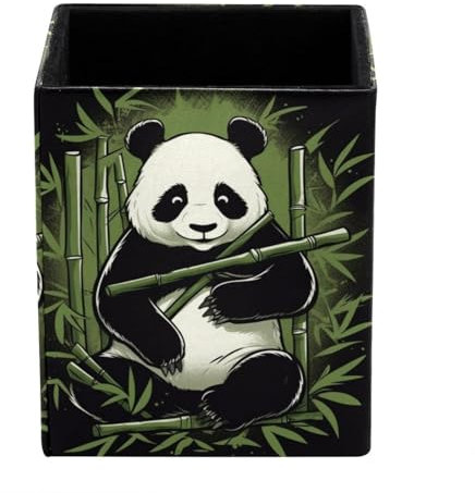 Anna Cowper Pot à crayons, panda et bambou, porte-pinceaux de maquillage, organisateur de bureau, trousse de rangement pour l'école, la maison, le bureau