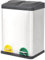 Sufrk Poubelle à pédale de recyclage en acier inoxydable 36 L avec couvercle de verrouillage, couvercle à fermeture douce silencieuse, roues intégrées, couvercle qui reste ouvert