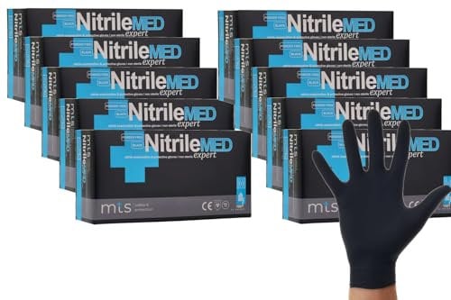 MTS Safety & Protection Einweghandschuhe XS - 1000 Stück/Box Nitrilhandschuhe Schwarz Handschuhe Nitril - Einmalhandschuhe Puderfreie & Latexfreie Gummihandschuhe (XS, Schwarz, 1000 Stück)