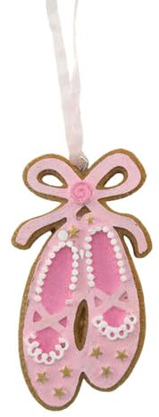 Crafty Capers Pink | Gingerbread Ballet Shoes | 8cm Christmas Tree Ornament | Gisela Graham