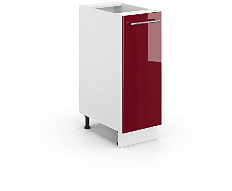 Moderner Apothekerschrank mit Fame Line Design in Bordeaux Hochglanz/Weiß Finish, 30 cm Breite für nisierte Aufbewahrung und stilvolle Optik