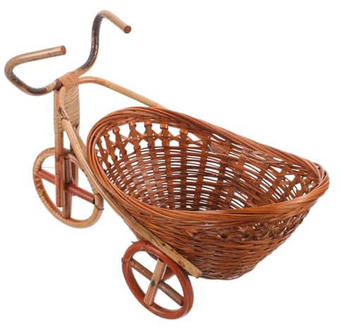 Alipis Woven Storage Basket Im Tricycle-design Handgefertigter Rattan Obstkorb Für Dekoration Süßigkeiten Und Blumen Vintage Aufbewahrungskorb Für Küche Und Party