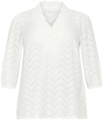 KAFFE CURVE Langarm-Bluse KCvitana 52, Chalk 52