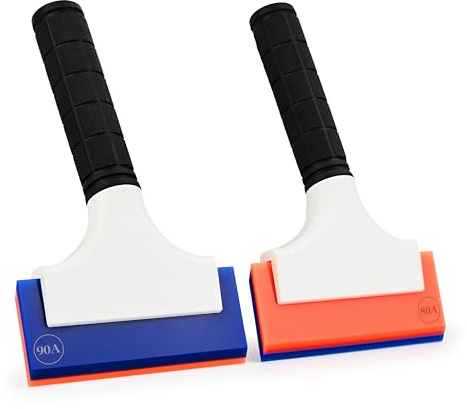 EHDIS 2PCS Double Edge Blade Small Rubber Squeegee 5-inch Handy Window Shower Squeegee Auto Water Blade for Car Windshield, Window, Mirror, Glass Door, Ice Snow Removal Scraper Tool