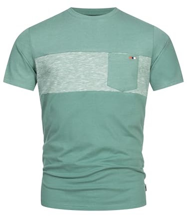Indicode Herren INSprings T-Shirt mit Rundhalsausschnitt und Brusttasche | Herrenshirt Sommershirt Deep Sea, L