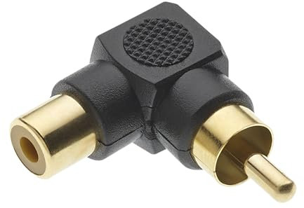 Keple RCA Adapter 90 Grad, Cinch Stecker auf Buchse (3er-Pack) Winkelstecker Phono Adapter, vergoldet für Stereo-Audio oder AV-Video (Schwarz)