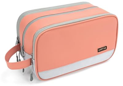 Carttiya Kulturbeutel Damen PU-Leder Kulturbeutel Reise Kosmetiktasche Wasserabweisende Waschtasche Toilettentasche Großer Stauraum Kulturtaschen Toiletry Bag (Rosa, 8.79 L)