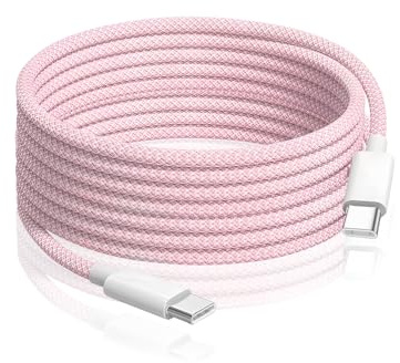 3M USB C to USB C Charger Cable for iPhone 16 15,60W Fast Charging Cable | Type C to C Long Charger Cable Cord for iPhone16 Plus/16 Pro/16 Pro Max/15 Pro/15 Pro Max,iPad Pro/Mini (Pink)