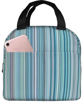 SXOOGE Lonchera con rayas verticales para mujeres y hombres, lonchera aislada para el trabajo, picnic, viajes, reutilizable, duradera