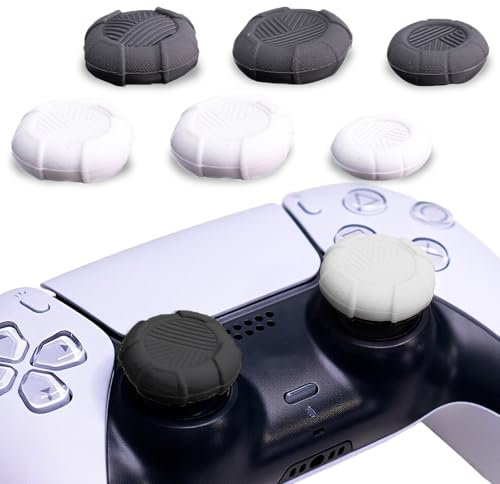 STAY GENT Joystick Thumbstick Grips para PS5 Joystick PS4 Joystick, 6 Silicona Tapa para PS5 Mando Antideslizante Objetivo Asistir Control Accesorios para PS5 Xbox Switch Pro Controller, Blanco Negro