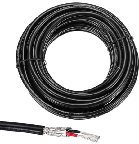 sourcing map 1 cavo schermato UL2464, 22 AWG, 7,6 m, 300 V, 2 conduttori, in PVC, con schermatura a doppio strato, per elettrodomestici, cablaggio automobilistico