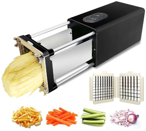 YCNLYSSR Coupe Frites électrique, Lame de 1 2'' + 3 8'', Coupe Pommes de Terre, Coupe légumes, pour Pommes de Terre et Carottes