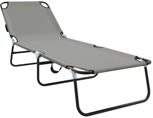 vidaXL Folding Sun Lounger Folding Grey 188 x 57 x 86.5 cm Polyester