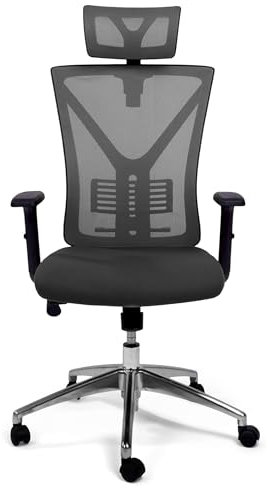 TPFLiving Bürostuhl Zeus (Grau) – Bürostuhl ergonomisch und komfortabel inkl. Verstellbarer Lordosenstütze & kühlendem Mesh – Bis zu 150kg Tragfähigkeit - ideal für Lange Arbeitstage