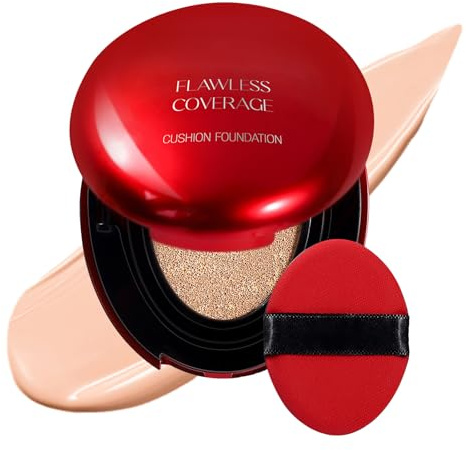 Cushion Foundation Make-up, Hohe Deckkraft & Natürliches Finish, Feuchtigkeitsspendend & Nicht Fettend, Mit Puderquaste, Kompakt & Ideal Für Unterwegs (#01 Porzellan hell)