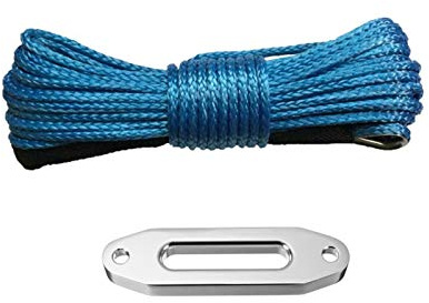 6mm * 15m Synthetisches Seil 4000LBs Aluminium Hawse Fairlead, Off Road, Kevlar Winch-Kabel, Plasma-Seil,Hohe Bruchfestigkeit(Blue)