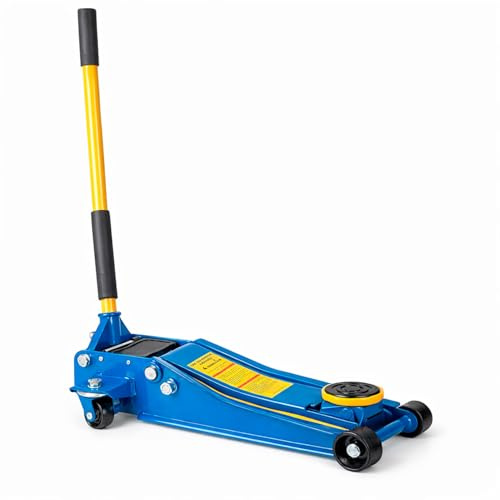 BRICOZONE Cric Sollevatore Idraulico 4 Tonnellate Professionale A Carrello Doppio Pistone Super Ribassato Acciaio Ruote Cuscinetti Valvola Sicurezza Auto Furgoni Officina Uso Intensivo Manutenzione