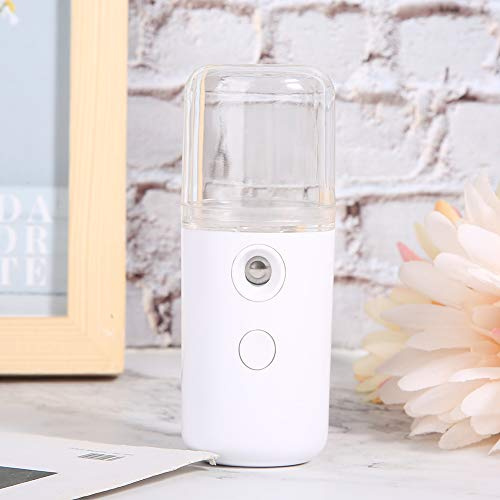 Pongnas Tragbarer Nano-Sprühnebel, Gesichtscreme mit 30 Ml Wasser für Trockene Haut, Handzerstäuber mit Lithium-Akku für Feuchtigkeitspflege, Weiß, Rosa, Gelb, Grün (WHITE)