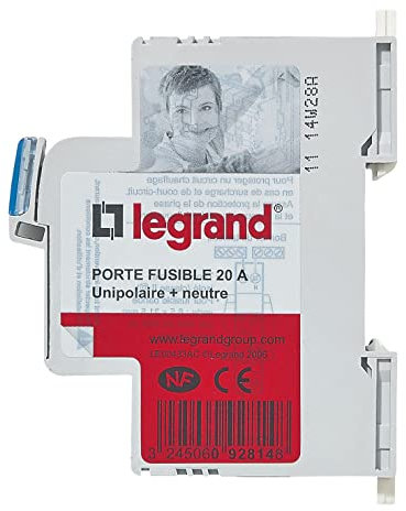 Legrand - Porte-fusibles 1P+N - 20A - 1 module - pour cartouches 8,5x31,5mm