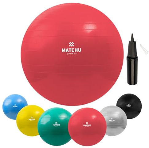 MATCHU - Ballon Grossesse - Balon Pilates - Ballon Gym - Swiss Ball - Ballon Fitness - Disponible en 45-85 CM - Y Compris La Pompe - (Rouge - 55 CM)