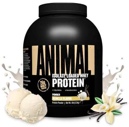 ANIMAL Isolate Whey Protein Pulver (Vanille) – mit 25g Protein & 4,6g BCAAs für den Muskelaufbau, Protein Shake mit Isolaten & verschiedenen Aminosäuren – 2,3kg